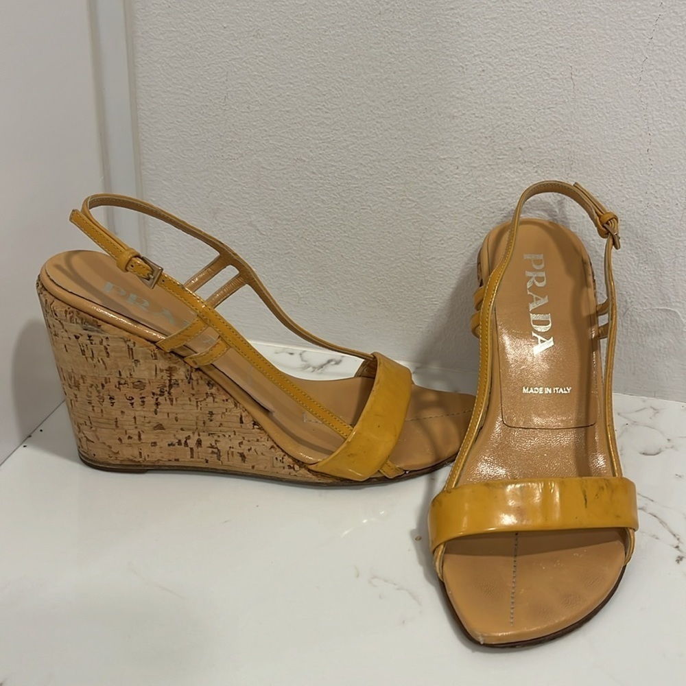 Prada Wedge Cork Strappy Sandals - Picture 3 of 7